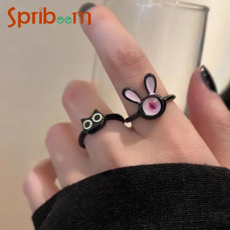 Funny Monster Ring for Women Cartoon Bunny Cat Couple Rings New Trendy Finger Jewelry Female Sweet Y2K Accessories