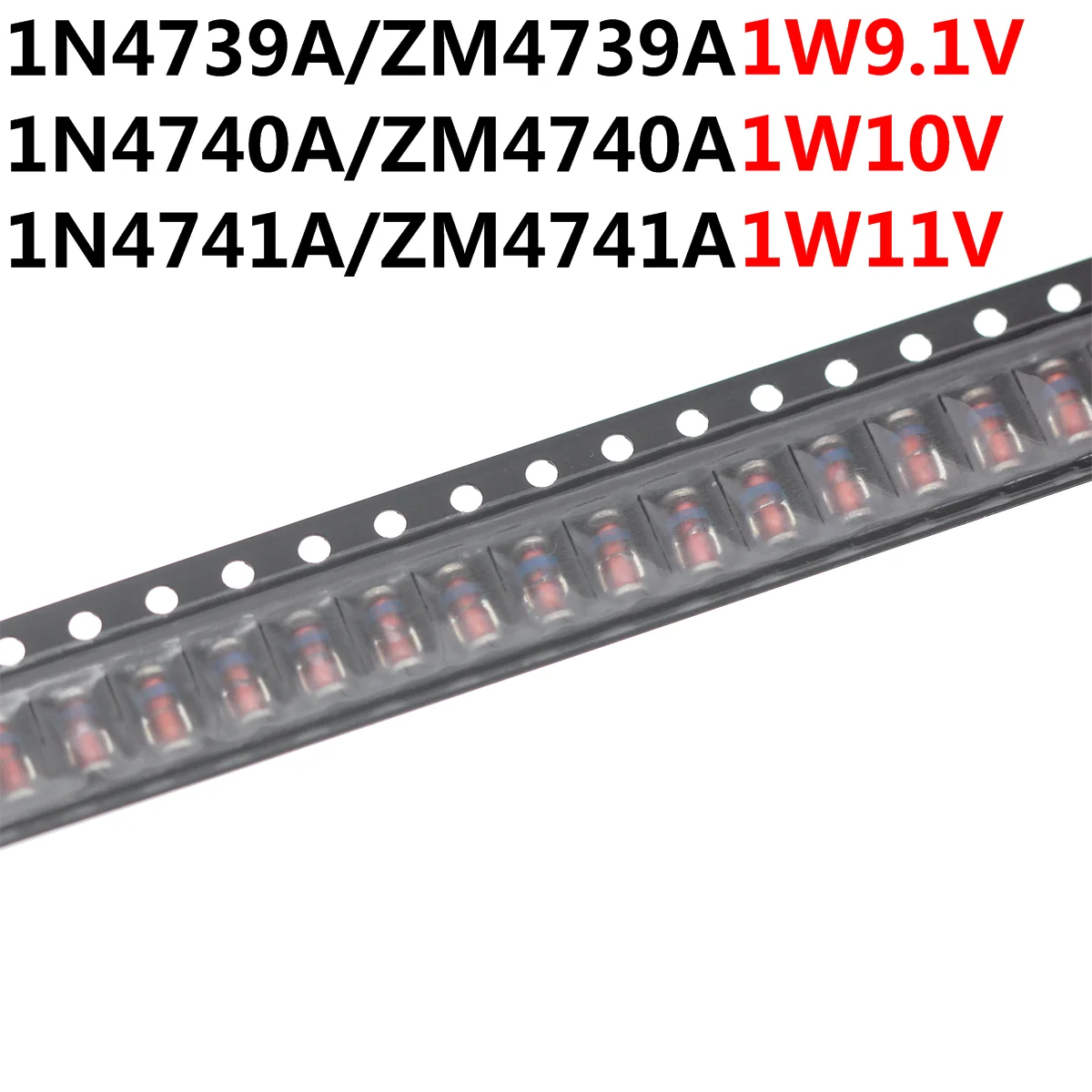 100PCS 1W ZM4739A 1N4739 9.1V ZM4740A 1N4740 10V ZM4741A 1N4741 11V LL-41 SMD zenner diode