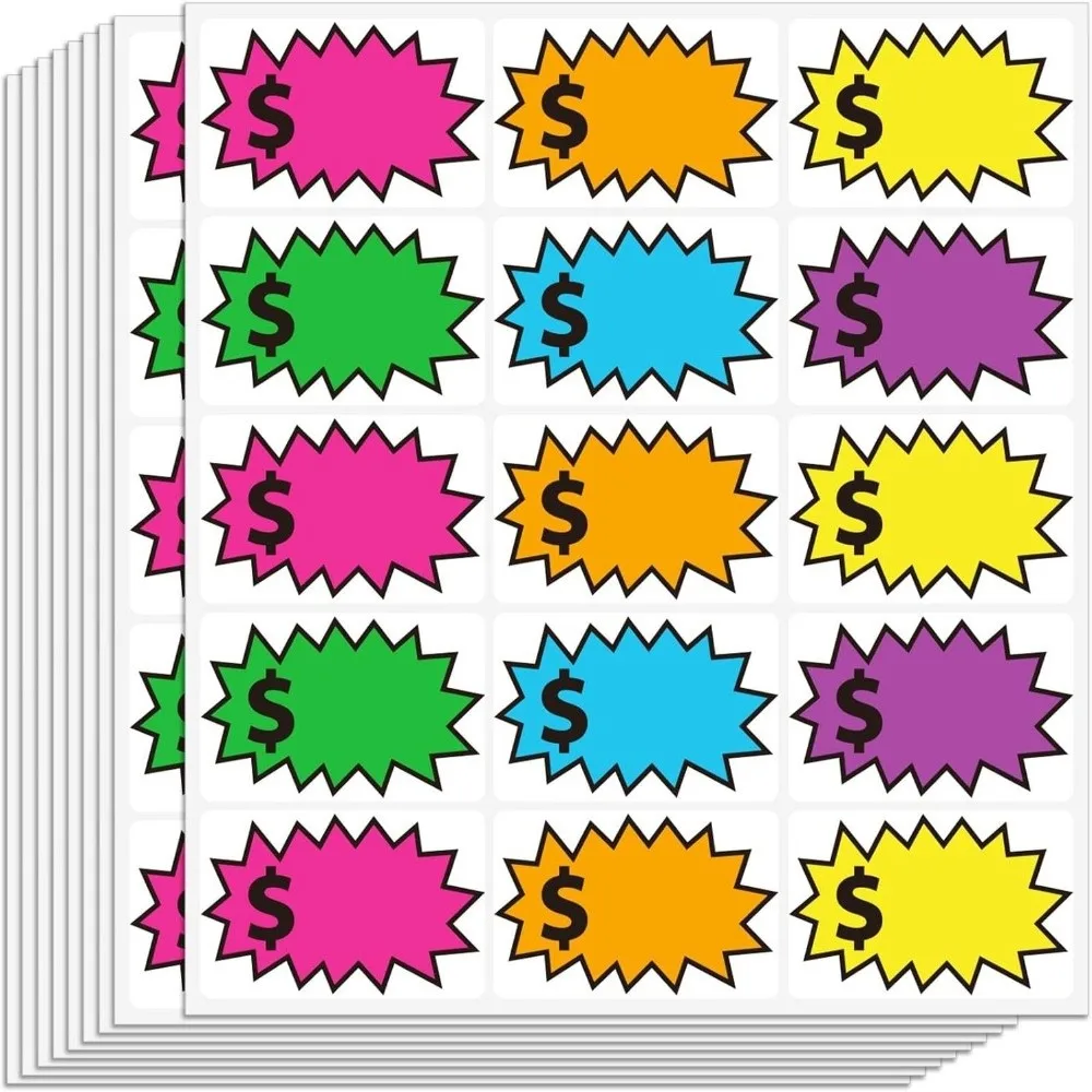 300pcs 3" x 2" Garage Sale Stickers Anti-Wear Space to Write Price Tag Stickers Removable Waterproof Yard Sale Price Stickers