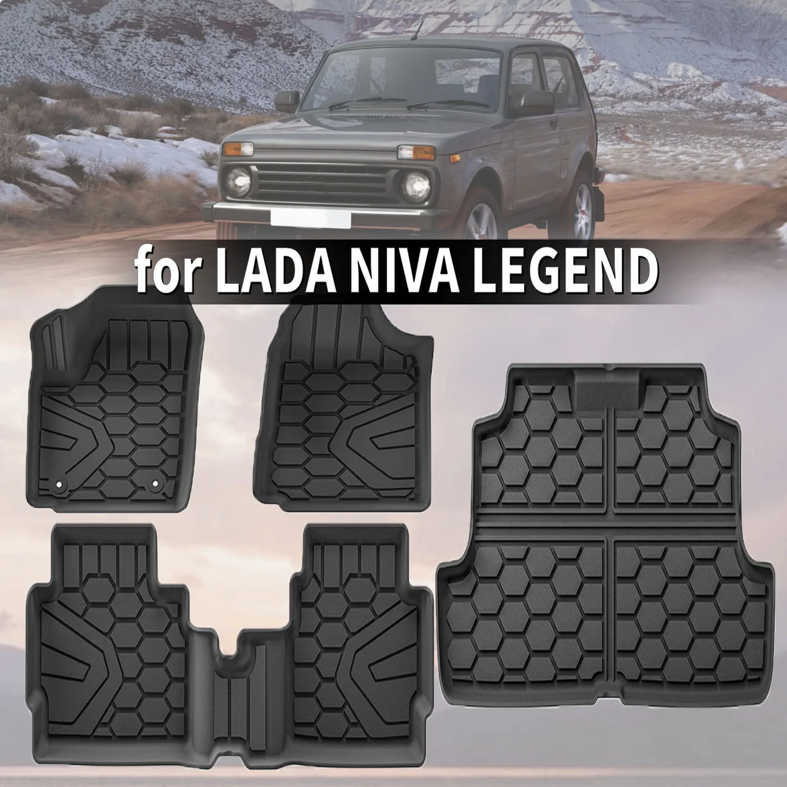 for LADA NIVA LEGEND 3D Maxpider Style TPE Floor Mats Full Coverage Heavy Duty All Weather Accessories