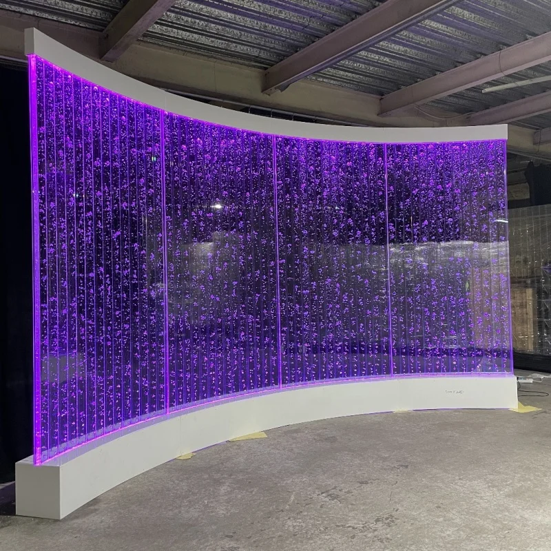 Custom. Standing Curved Bubble Wall LED Lighting Interior Panel Landscape Waterfall Fountain Water Feature