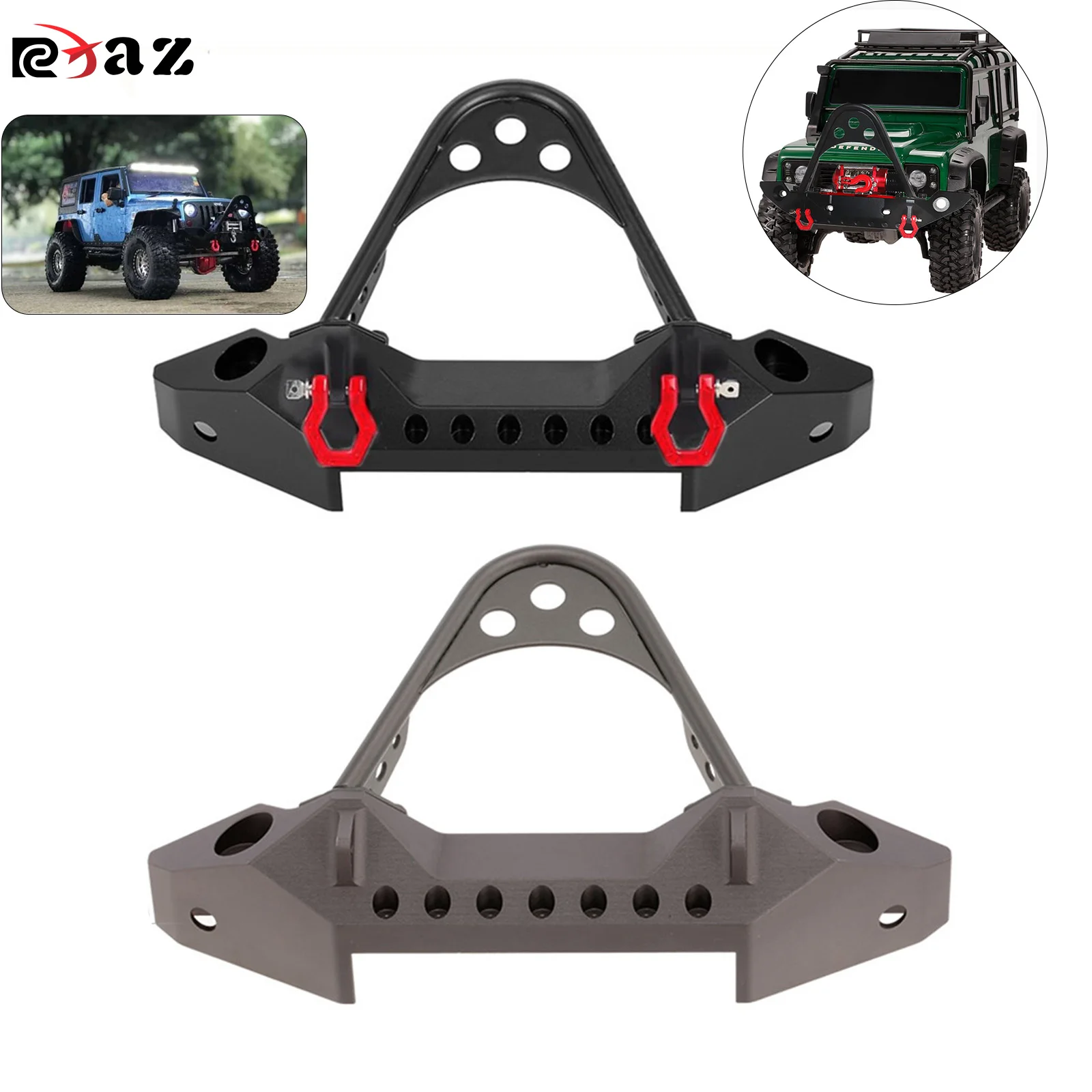 

Металлический передний бампер RCXAZ с подсветкой для 1/10 RC Crawler TRX-4 Axial SCX10 II 90046 SCX10 III AXI03007, аксессуары для обновления гусеницы