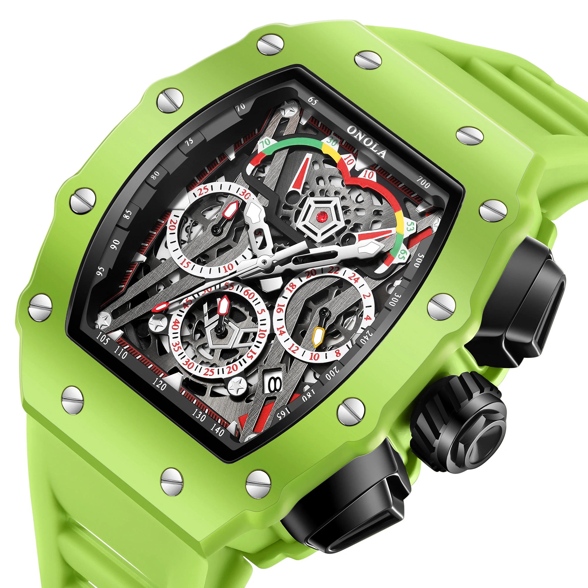 ONOLA 6827CK New Design Quartz Watch Fashion Tonnea Multifunctional Timing Waterproof Silicone Strap Watch for Man Reloj