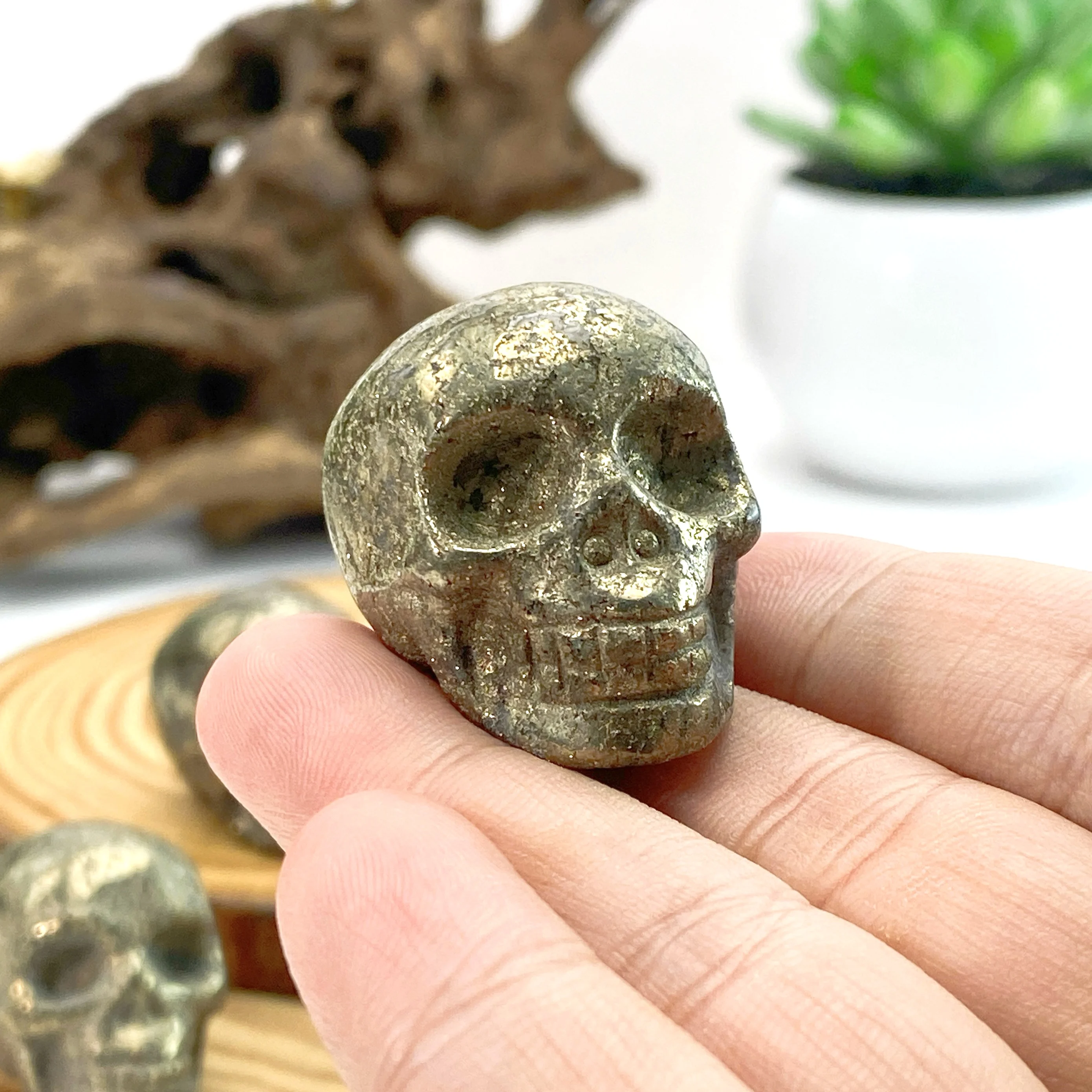 Random 1PC High Quality Decoration Natural Pyrite skull,Birthday Gift,Men Gift,Women Gift,Scene Decoration.
