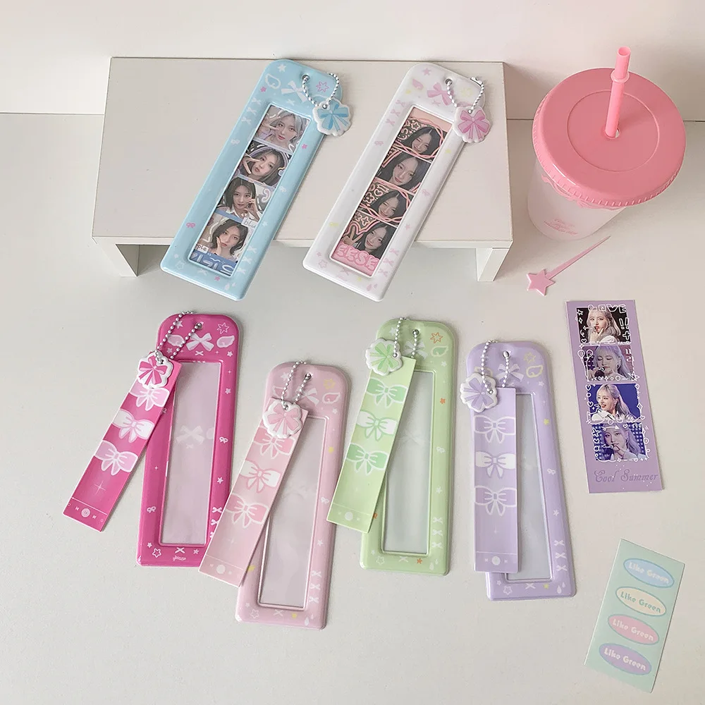 

Girls Transparent Photo Card Holder Student Cartoon Star Design Long Style Photo Booth Strip Display Sleeves