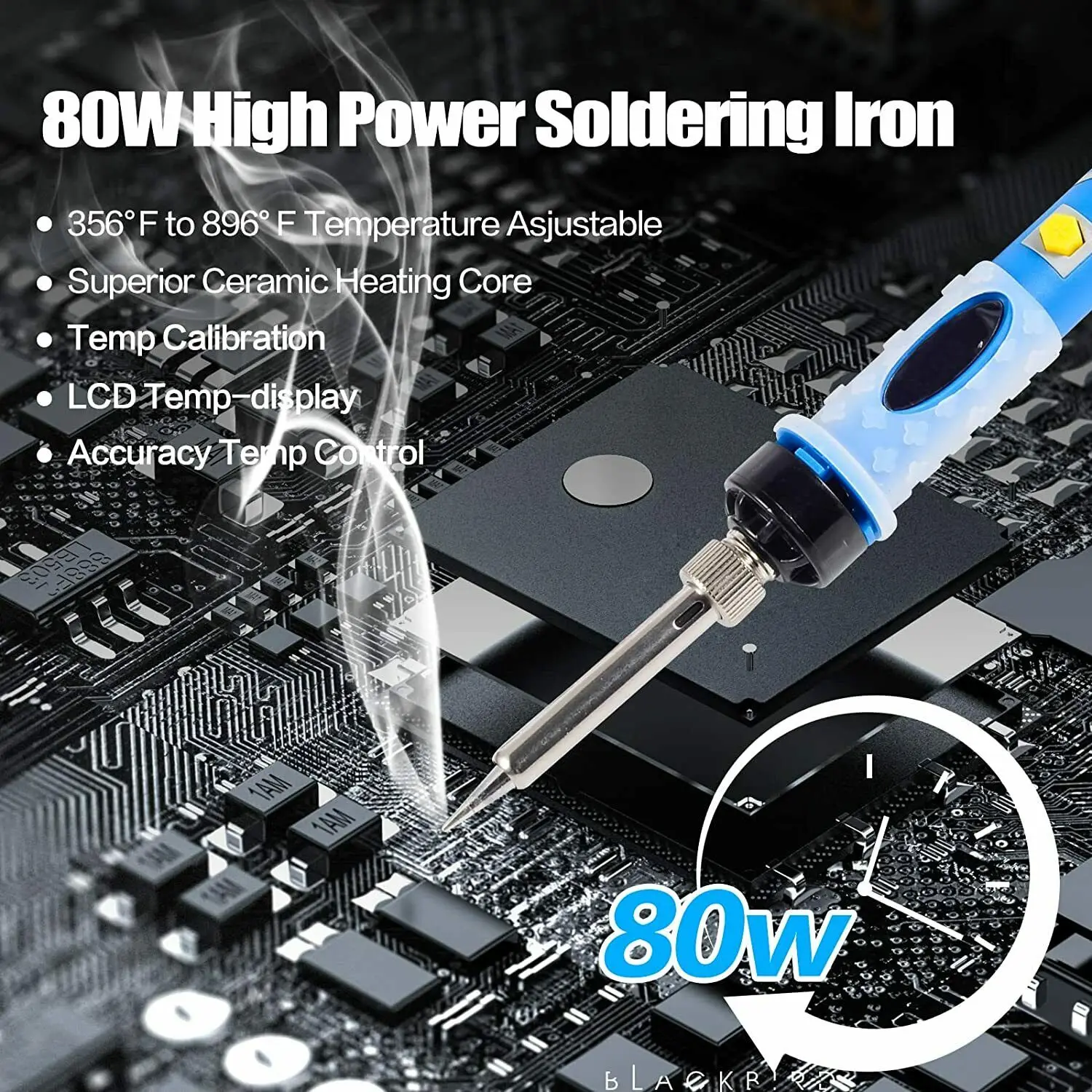 80W Soldering Iron Full Kit Electronic Welding Irons Tool Adjustable Temperature Fast Heat Electronic Repair Tool