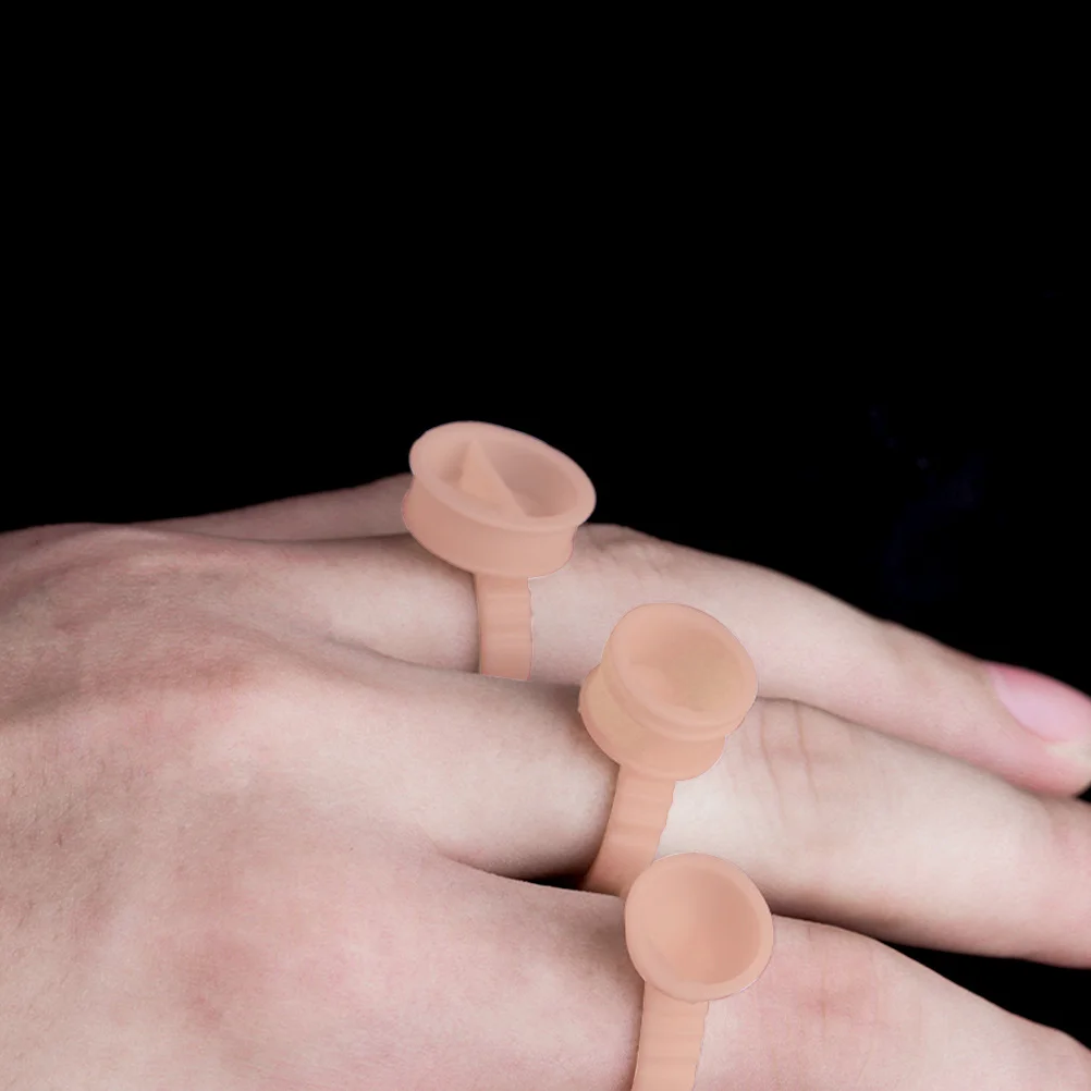 

100Pcs Disposable Silicone Pigment Ring for Eyebrow Tattooing Non Dividing Size S Caps Professional Makeup Artists