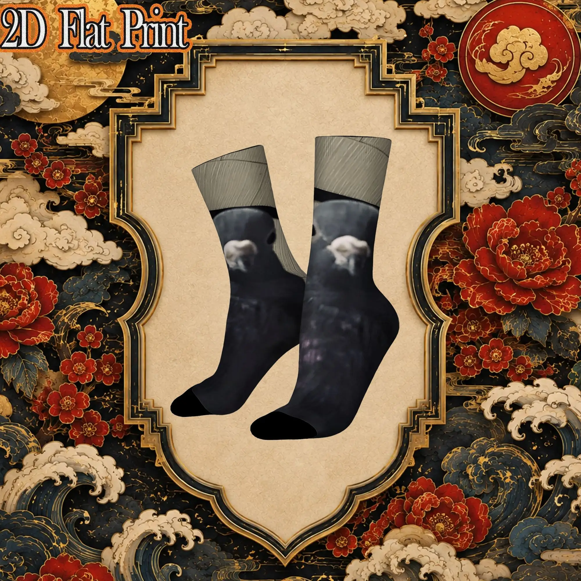 Fashion Vintage Funny Staring Pigeon Meme Calling Silly Brain Red Absurd Crazy Men's  Crew Sock Unisex  Funny  compression Socks