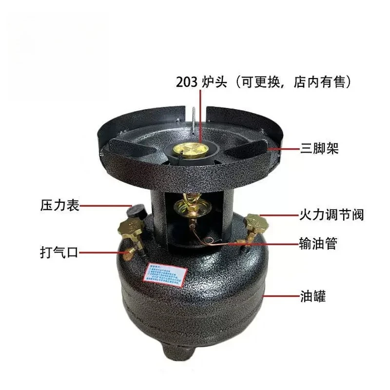 For portable diesel stove integrated furnace camping outdoor fire water burner ribbed design