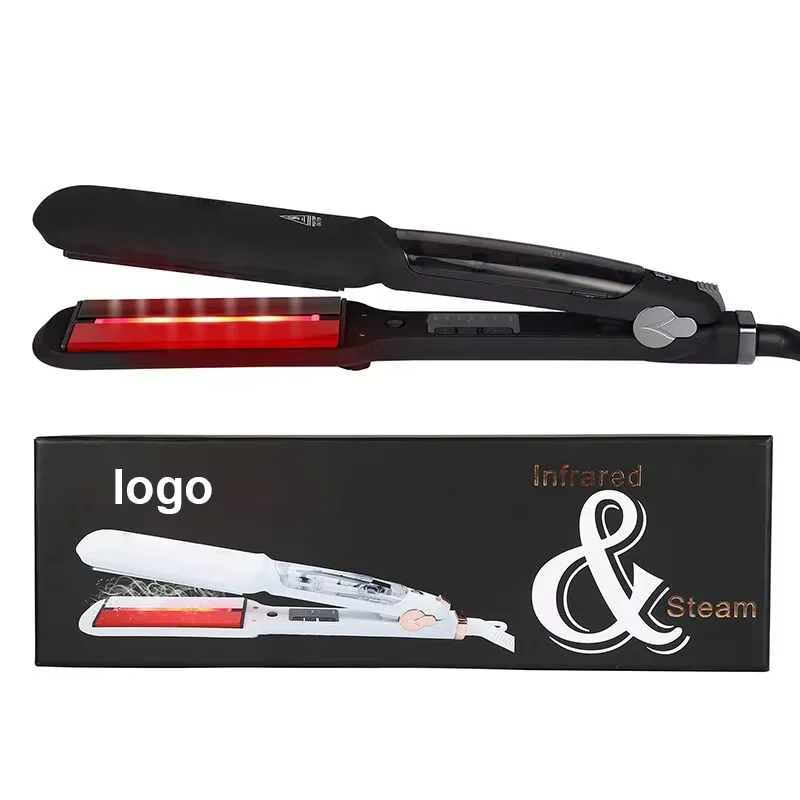 مكواة فرد الشعر بالبخار الاحترافية بتقنية الأشعة تحت الحمراء، مكواة فرد الشعر 2 في 1 وحامل Steampod، درجة حرارة قابلة للتعديل 120-230 ° ج