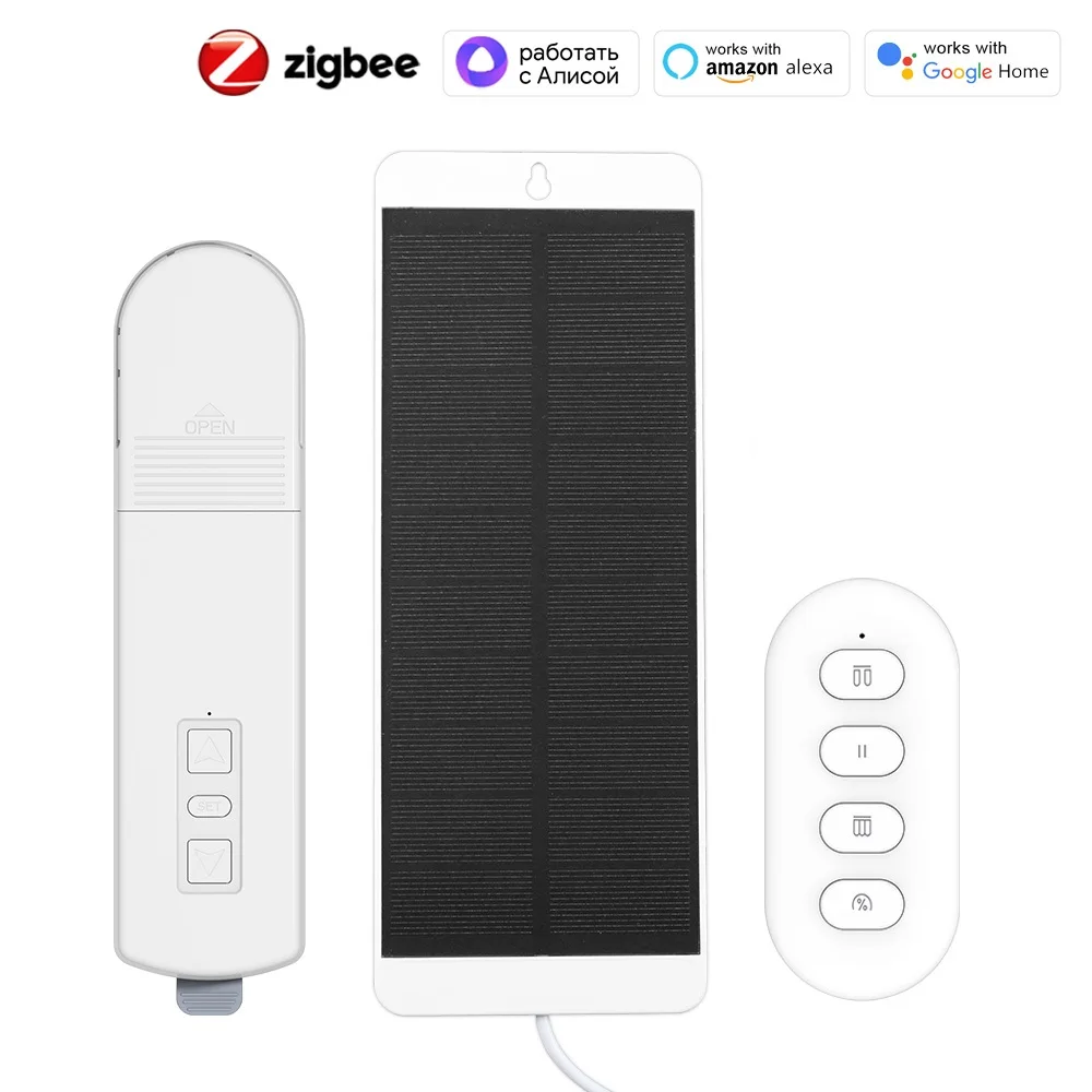 

MANHOT Zigbee Smart Chain Motorized Roller Shutter Blinds Shades Drive Curtain Motor with Solar Panel for Tuya Alexa Google Home