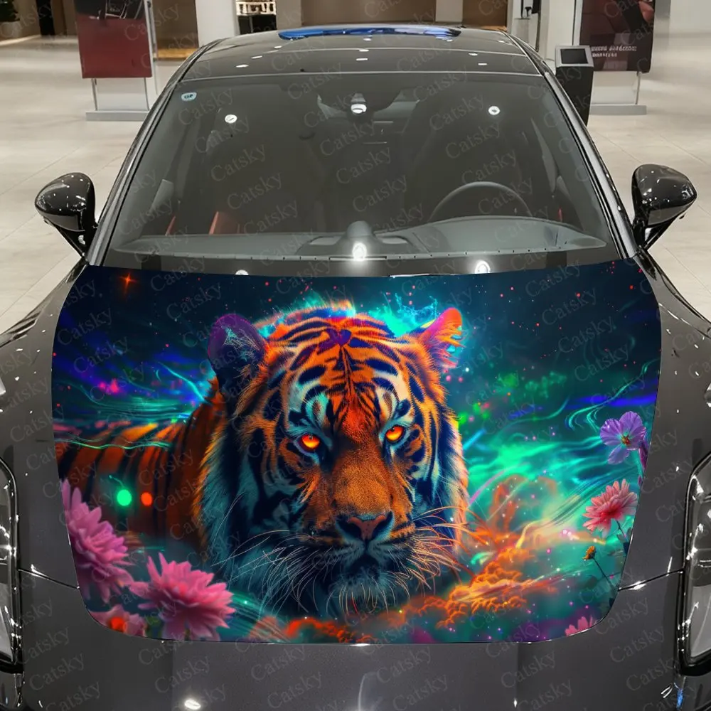 Monarch in the Dazzling Galaxy Car Vinyl Wrap, PVC Material Waterproof Car Hood Sticker, Self-Adhesive Scratch-Resistant Sticker