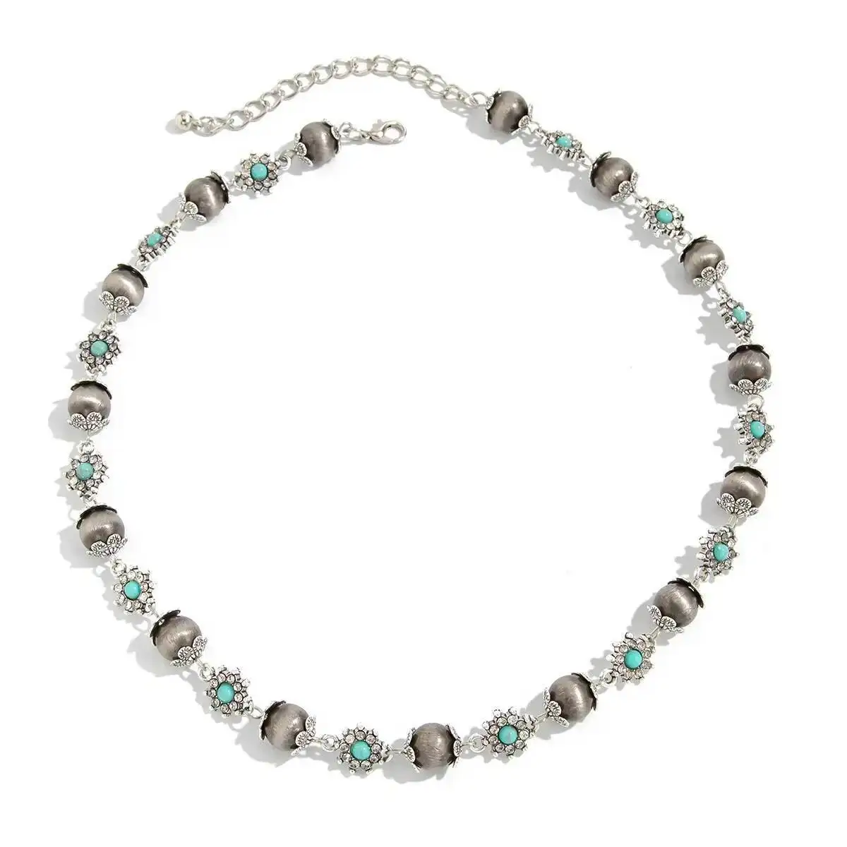 

SHIXIN New Vintage Flower Beads Chain Choker Necklace for Women Ethnic Style Adjustable Short Clavicle Chain Jewelry on the Neck