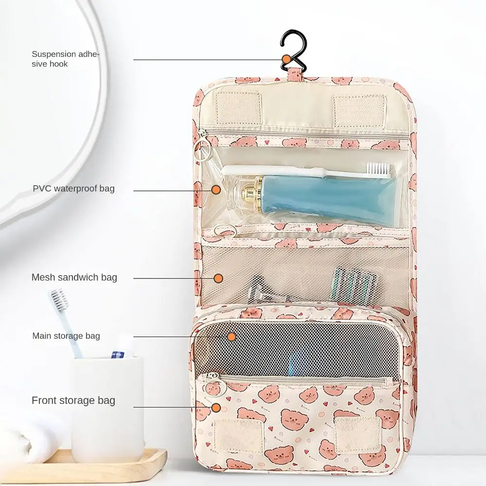 with Hanging Hook Travel Toiletry Bag Multifunctional Waterproof Cosmetic Organizer Bag Large Capacity Makeup Pouch Bathroom