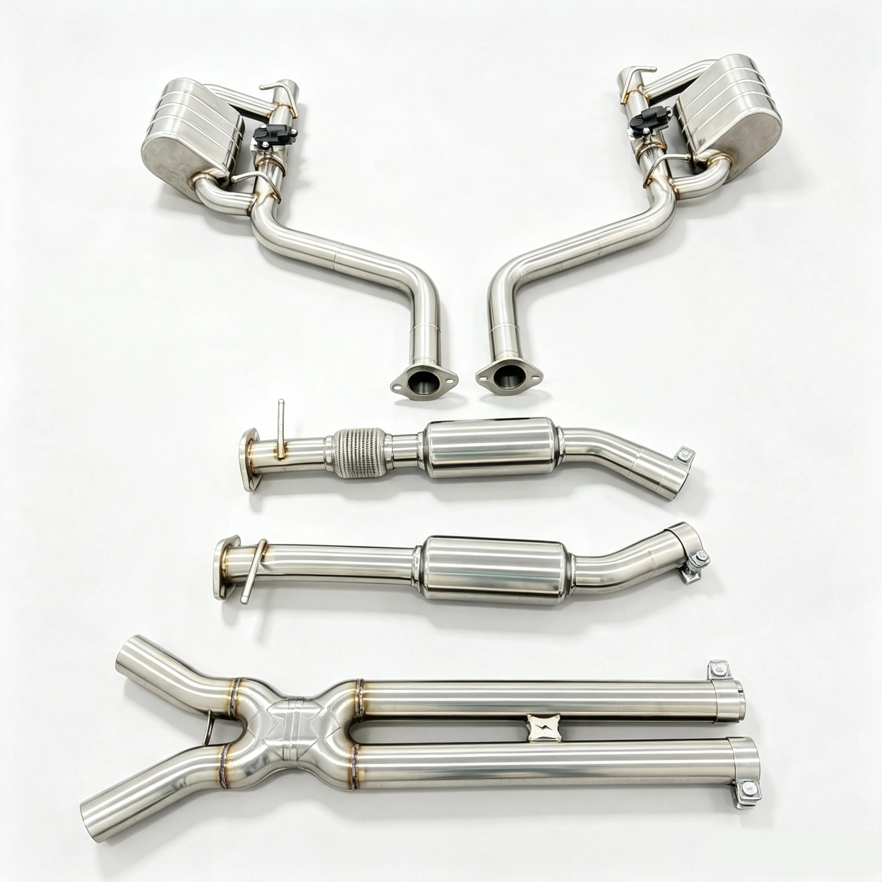 Edelstahl-Catback-Auspuffanlage mit Ventilen und Schalldämpfern für Dodge Challenger 3.6L 6.2L – Detail 5