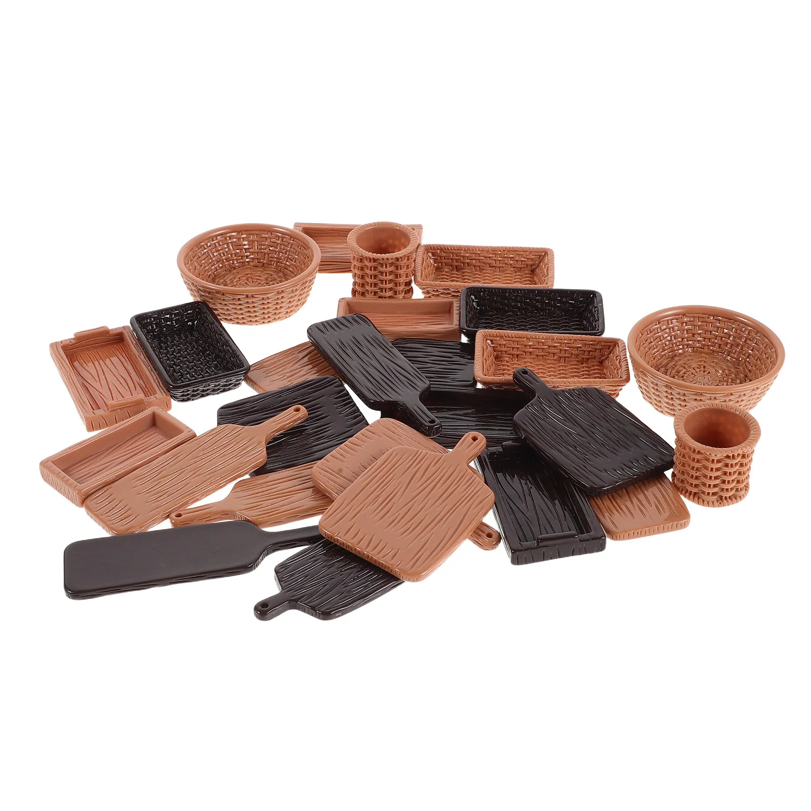 

26Pcs Miniature Resin Platter Dollhouse Kitchen Accessories Small Serving Trays Candy Pretend Play Scene Layout Props