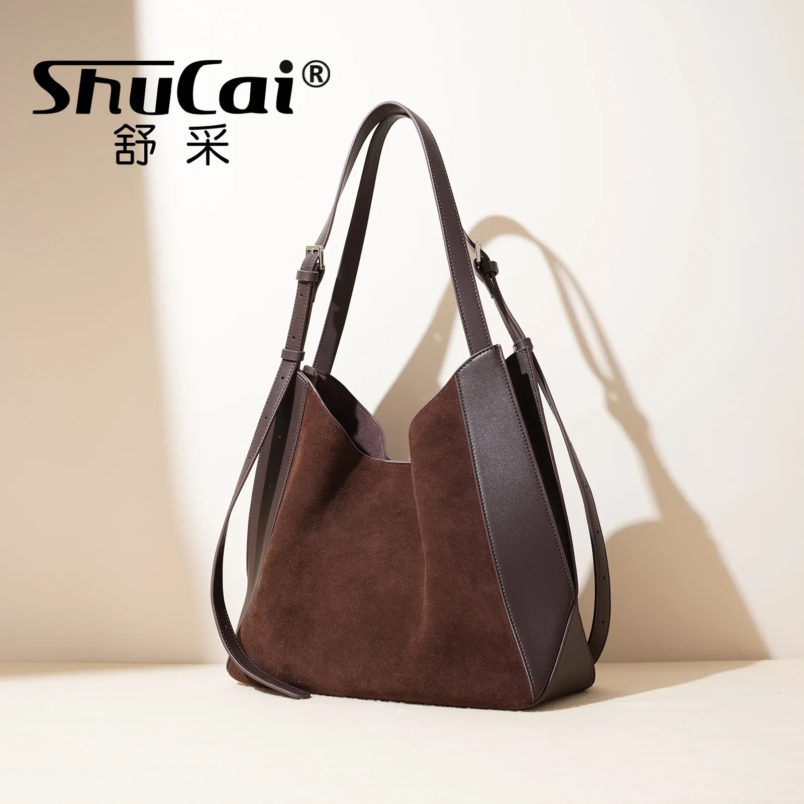 2025 New Suede Cowhide Women Shoulder Crossbody Leather Ladies Large Capacity Frosted Armpit Women's Bag