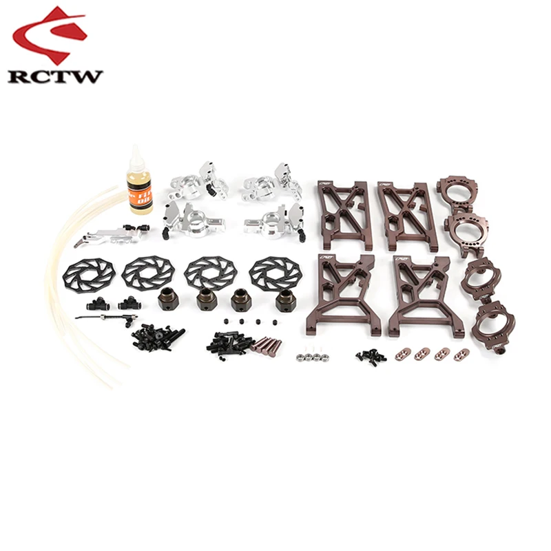 

High-Quality 4 Wheel Hydraulic Disc Brake System with CNC Front Rear Suspension A-arms for 1/5 Rc Car ROVAN ROFUN RF5 F5 MCD XS5