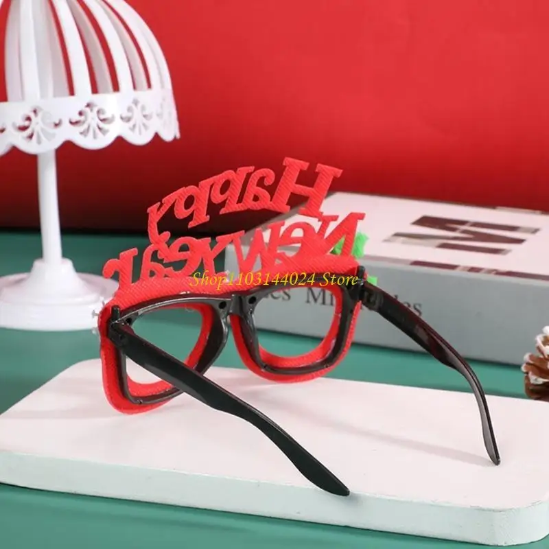 N5KE Świąteczne dekoracje szczęśliwe okulary noworoczne okulary szklanki dorosłych dzieci prezenty świąteczne