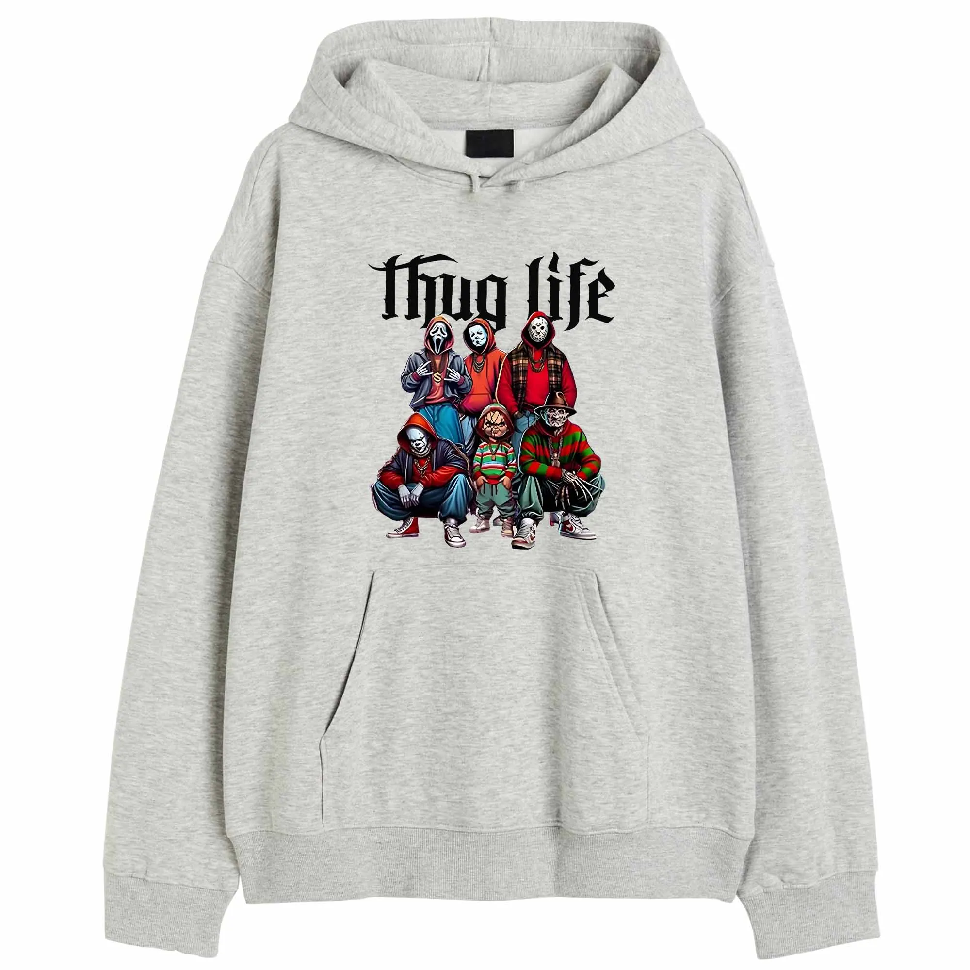 Thug Life Horror Movie Hoodie Friends Horror Character Halloween Hoodie Halloween Horror Character Funny Graphic Hoodie