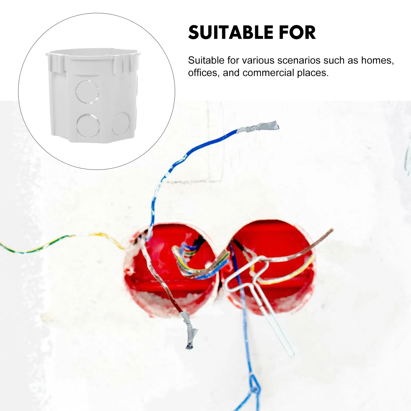 

2Pcs European Standard Electrical Wall Round Junction Box Durable Plastic Switch Outlet Wall Socket Box for Home Office