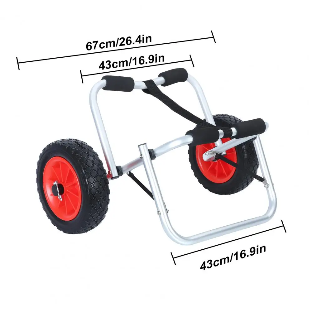 Kayak Cart Foldable Canoe Trolley Cart with 10'' Tires Support Foot for Paddleboards Float Mats Kayak Transport Dolly Trailer