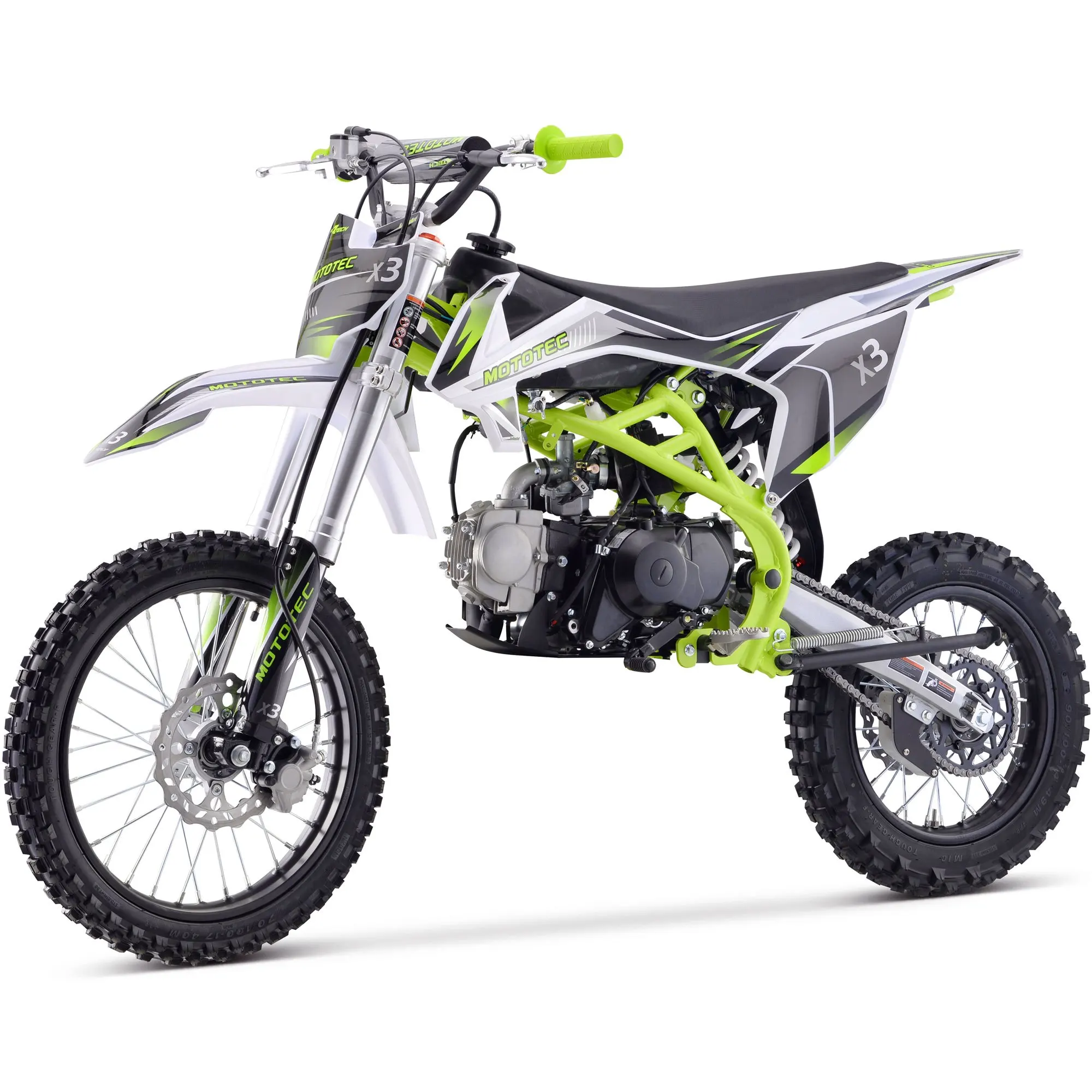 

MotoTec X3 125cc 4-Stroke Gas Dirt Bike Green, 66x29x40
