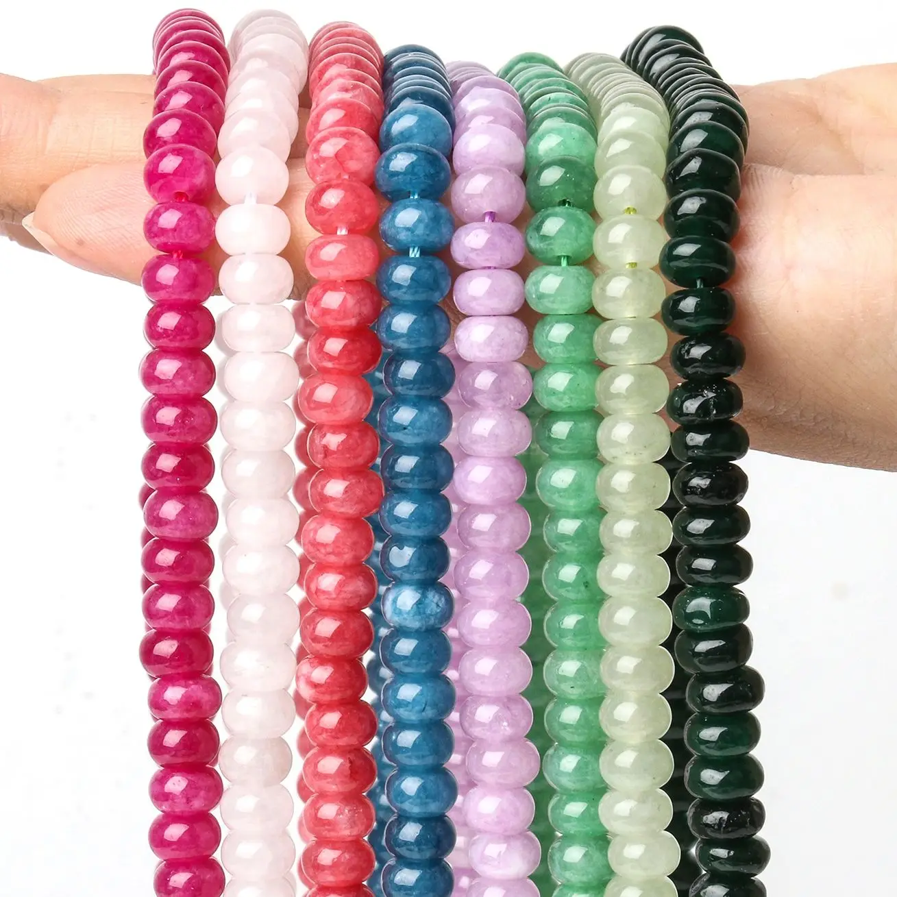 6x4mm 95pc Flat Round Jade Stone Beads Tiny Abacus Rondelle DIY Handmade Bracelet Earrings Loose Spacer Bead Jewelry Accessories