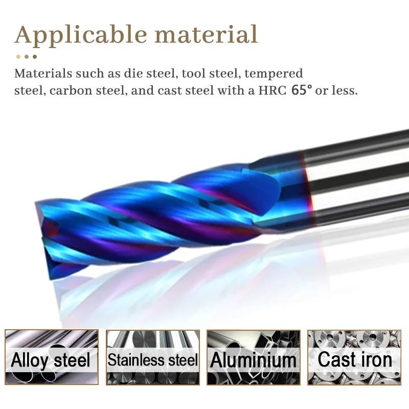 HRC65 Legierung Hartmetall-schaftfräser 4 6 8 10 12 14 16 18 20mm 4 Flöte Wolfram stahl Fräser CNC Bearbeitung Werkzeuge Platz Router Bit
