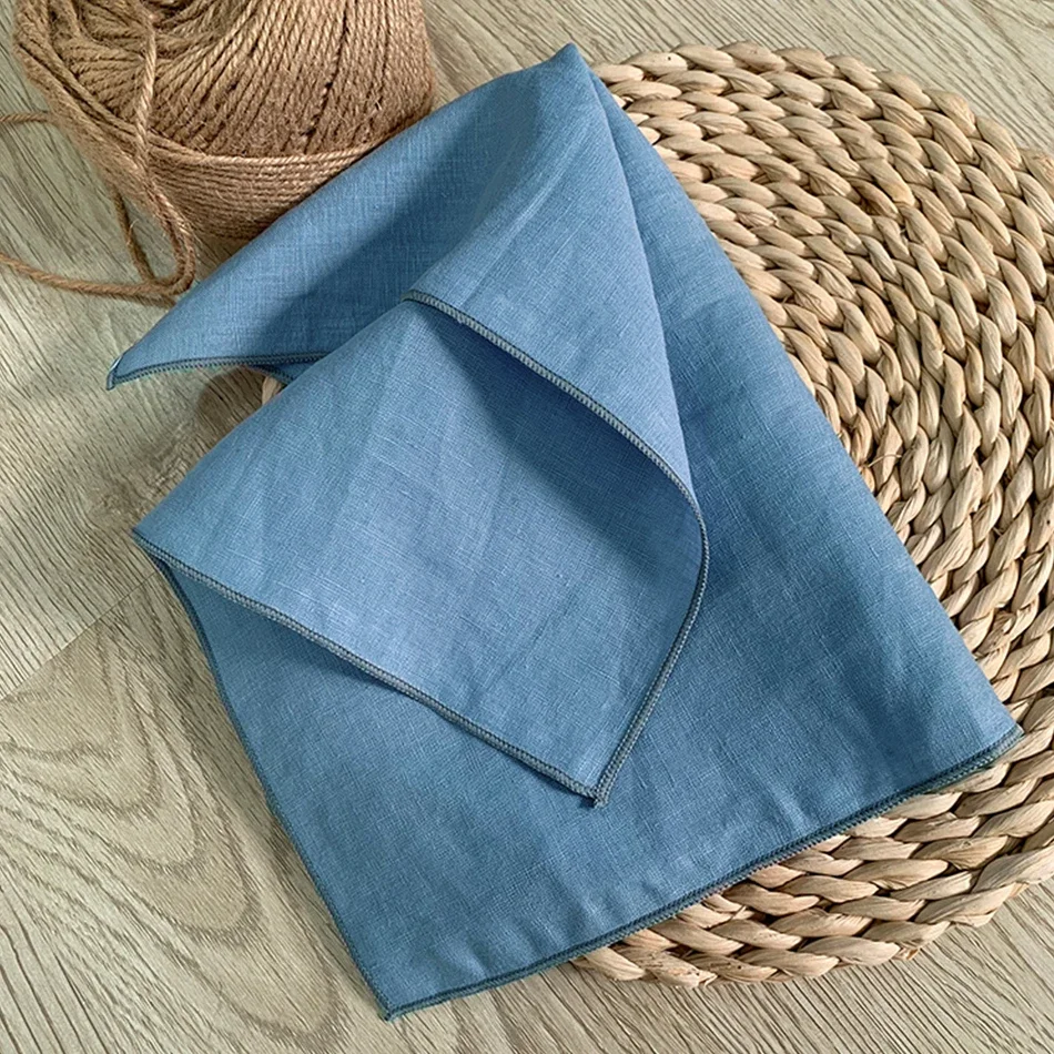12PCS Pure Linen 100% Napkins Cloths Reusable 40x40cm Soft Comfortable Fabric Kitchen Accessories for Wedding Birthday Parties