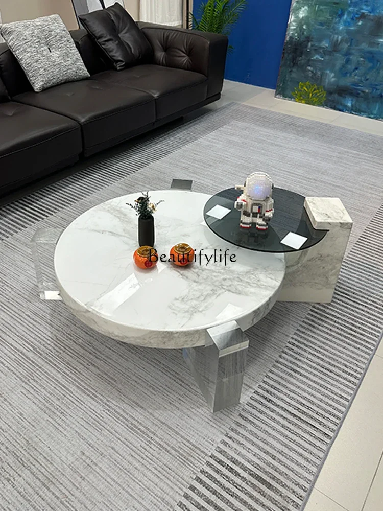 

lxAcrylic Natural Marble Advanced Suspension round Tea Table Side Table Combination