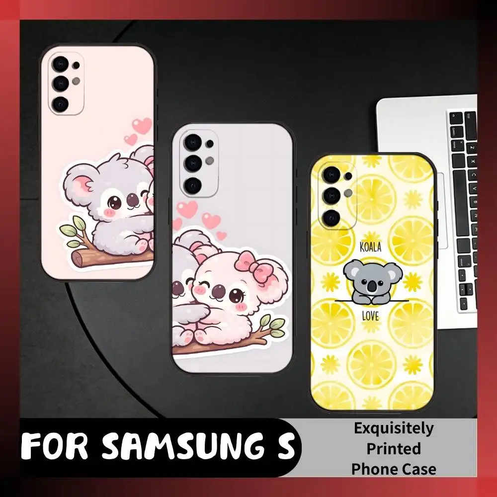 

Cute Koala Cartoon Style Printed Phone Case For Samsung S25,S24,S21,S22,S23,S20,Ultra,S26,Plus,Fe,Note,5G Black Cover