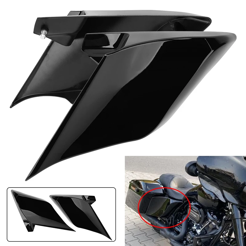 

Черные растянутые боковые крышки для мотоцикла, панели из АБС-пластика для Harley Touring Electra Street Glide Road King 2014-2023
