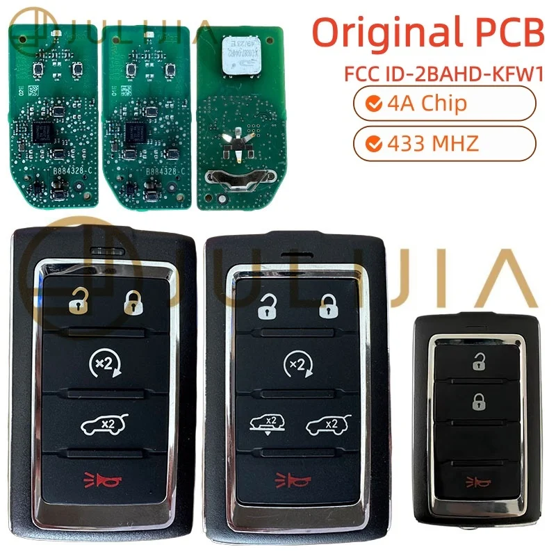 Original PCB For Jeep Grand Wagoneer Mart Remote Key 2024 2026 4A Chip 433 MHZ FCC ID 2BAHD-KFW1 3/5/6 Buttons 68577132AC  AB