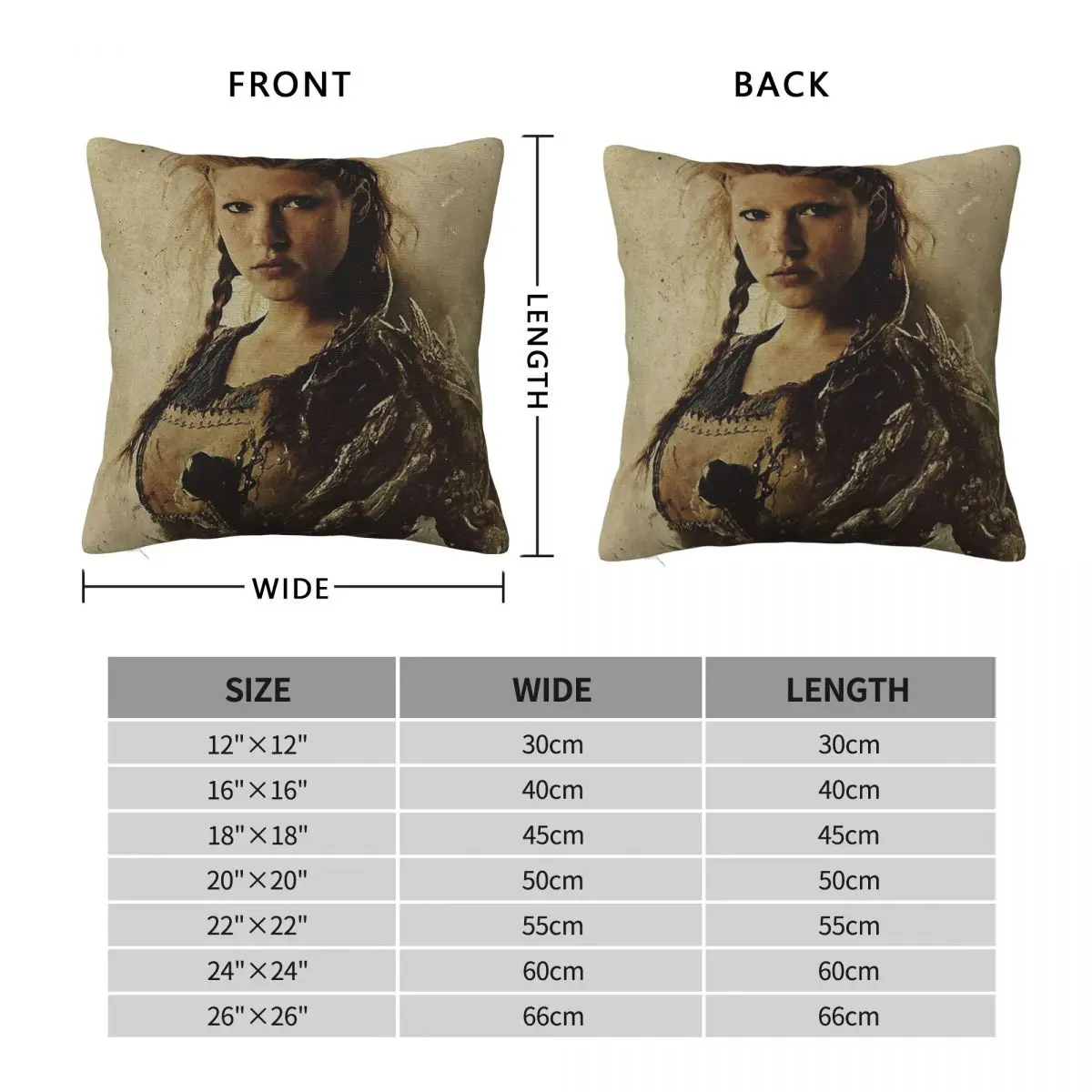 Lagertha The Viking Queen Square Pillowcase Polyester Linen Velvet Creative Zip Throw Pillow Case Home Cushion Cover 45x45