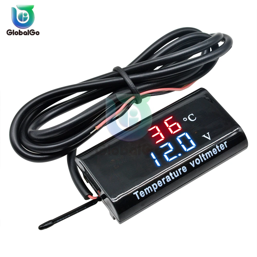 DC 8V-18V LED Digital IPX6 Waterproof Temperature Voltmeter Meter 0.28 inch Voltage Tester Detector For Motorcycle Car Battery