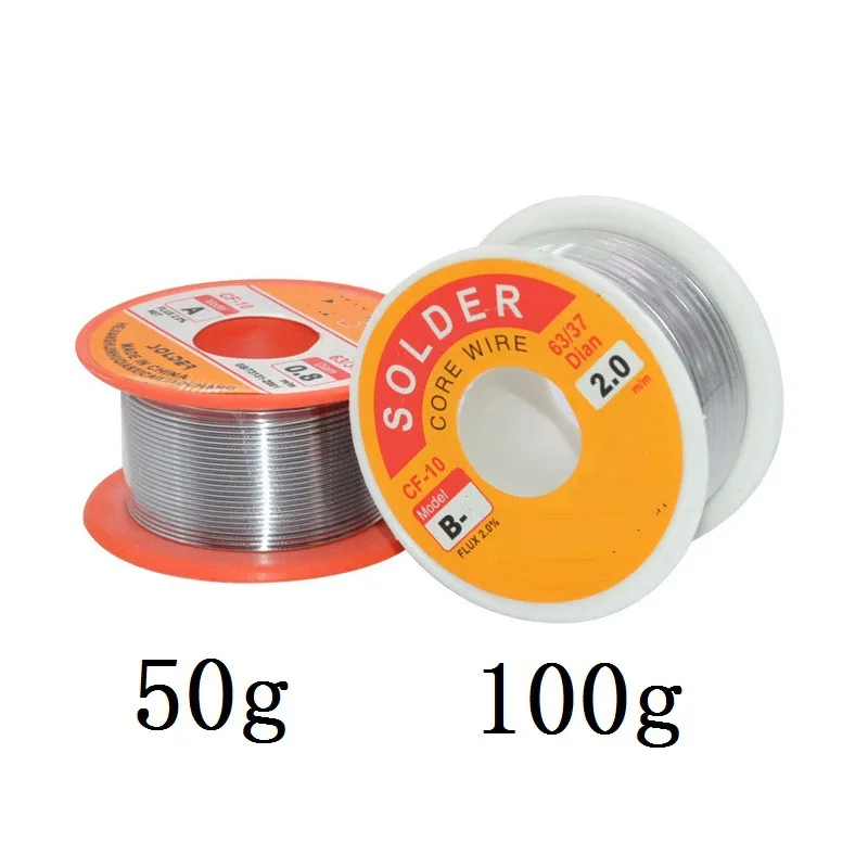 50g Tin wire 0.6 0.8 1 1.2 63 37 FLUX 2.0% solder wire Roll Melt Rosin Core Solder No-clean Tin BGA Welding Tools 1PC