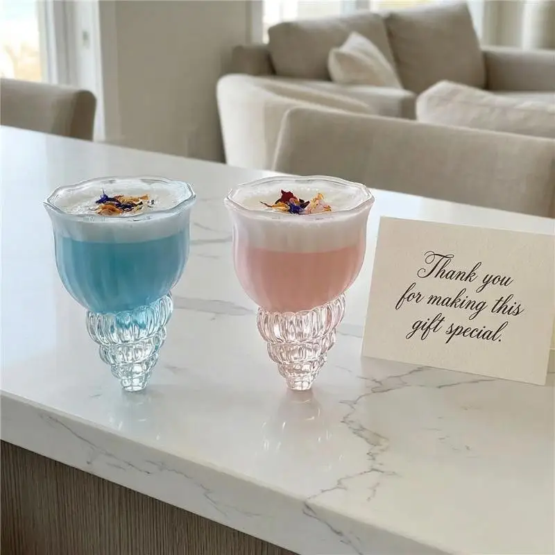 Verre à cocktail unique en forme de coquillage, grande capacité, pour jus, verrerie créative pour la vie quotidienne et les événements