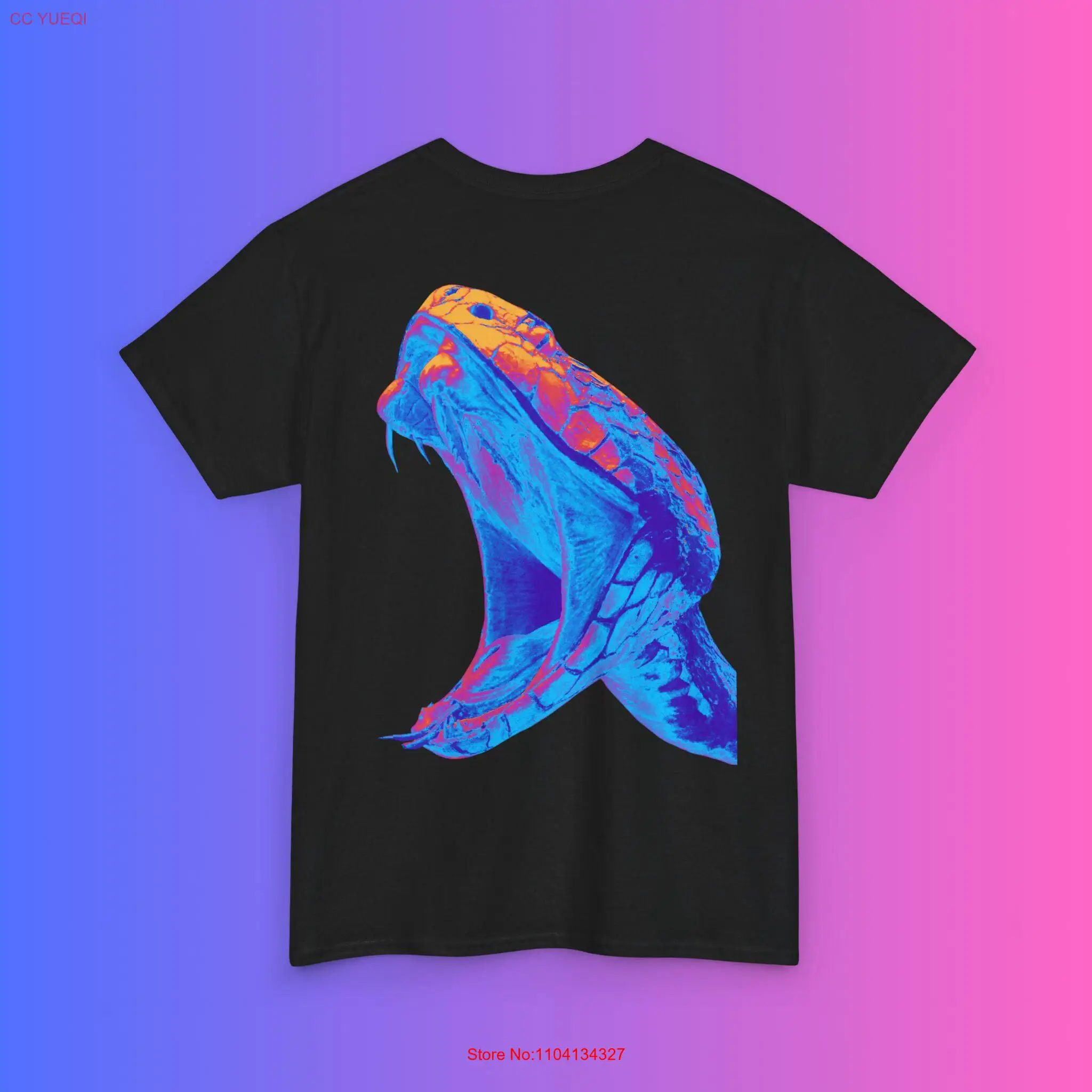 

Backprinted Vibrant Snake T Shirt Casual Wear for Animal Lovers Statement Unique Birthdays Festival Party Apparel