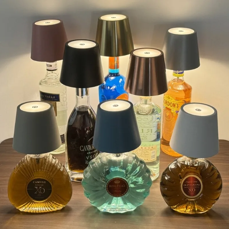 2024 New Wireless Bottle Lamp 3 Color Stepless Dimming Pridola Wine Bottle Lamp Touch LED Rechargeable Table Lights for Room