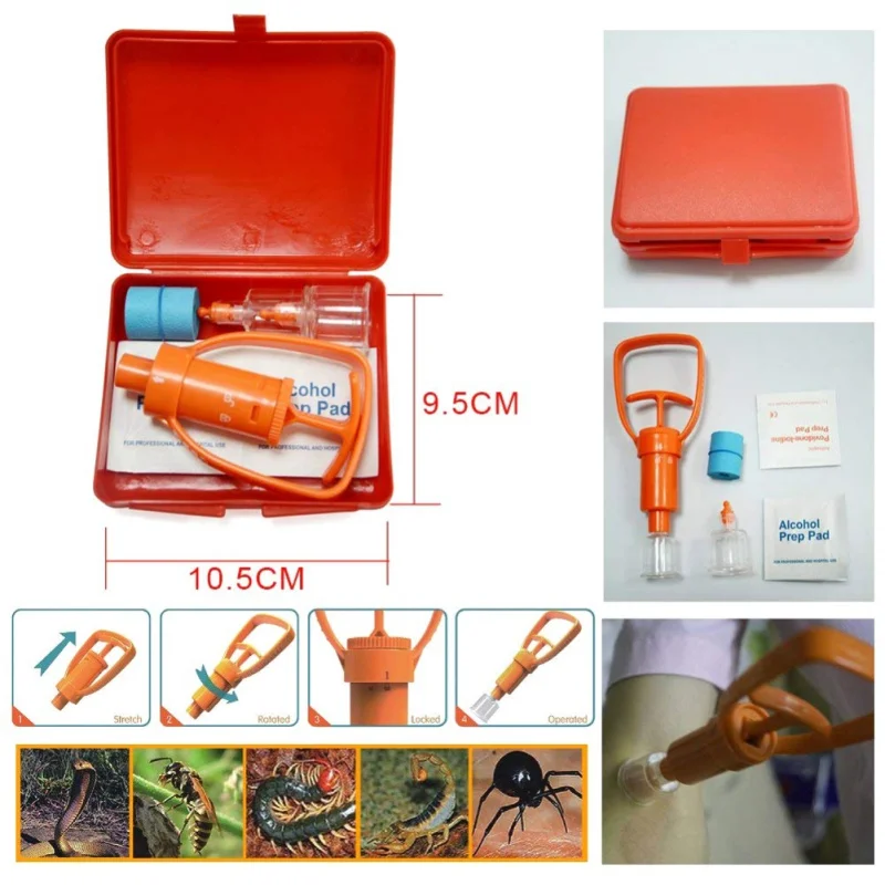 Snake Bite Kit, Bee Sting Kit, Venom Extractor Suction Pump, Bite and Sting First Aid for Hiking, Backpacking and Camping