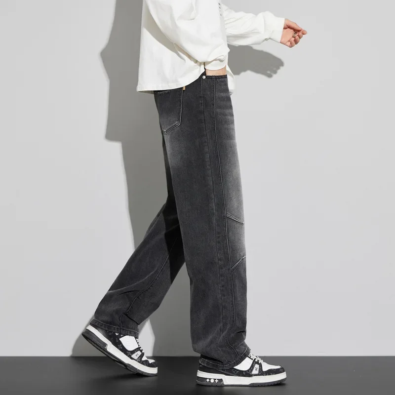 Vintage Men Casual Baggy Pants Wide Leg Jeans Fashion Korean Style Washed Denim Trousers Japan Streetwear Men Clothing