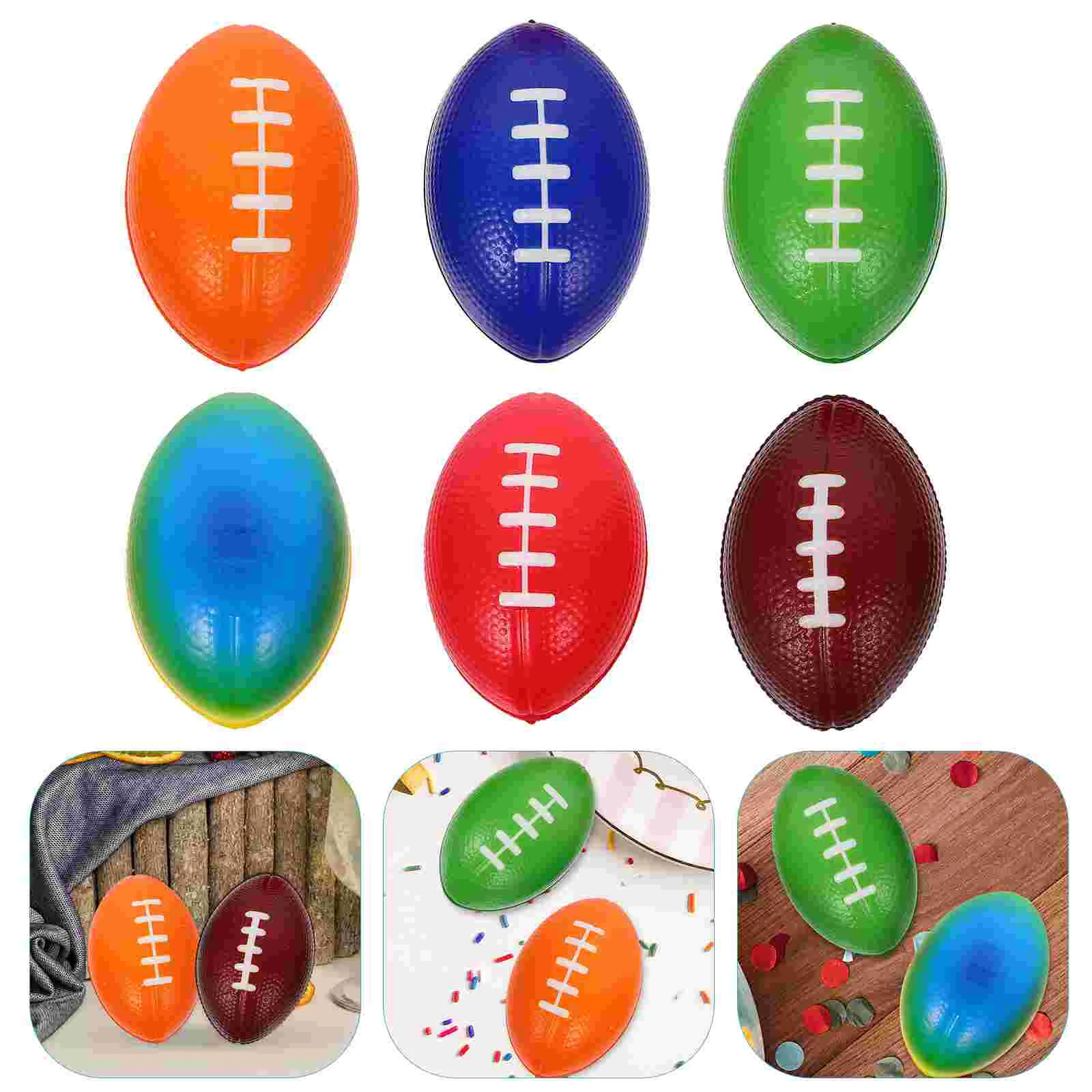 

6 Pcs Toy Rugby Ball Decoration Party Favors Mini PU Sports Football (Mixed Color) 6pcs Footballs Supplies