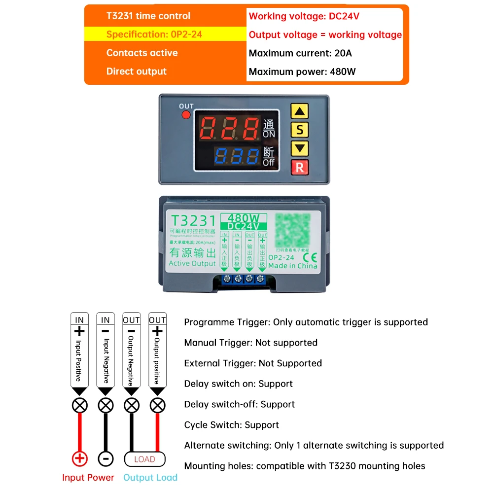 AC 220V DC12/24V Digital Time Delay Relay Dual LED Display Cycle Timer Control Switch Adjustable Timing Relay Time Delay Switch