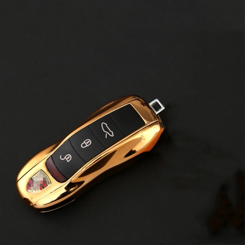 Espelho Caso Chave Remoto Car Fob Ouro, Capa Chave, Shell Substituir para Porsche 911, Carrera, Panamera, Boxster, Cayman, Cayenne, Macan