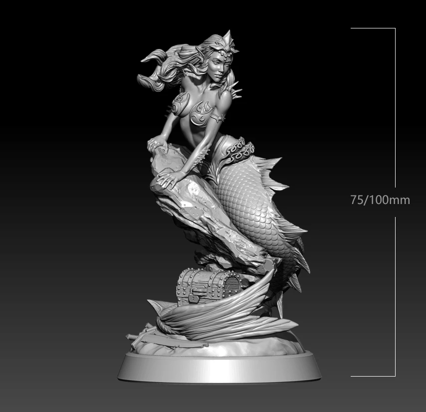 

1/18 Scale Die Cast Resin Doll Model Assembly Kit Mermaid Model 100mm Requires Assembly Unpainted