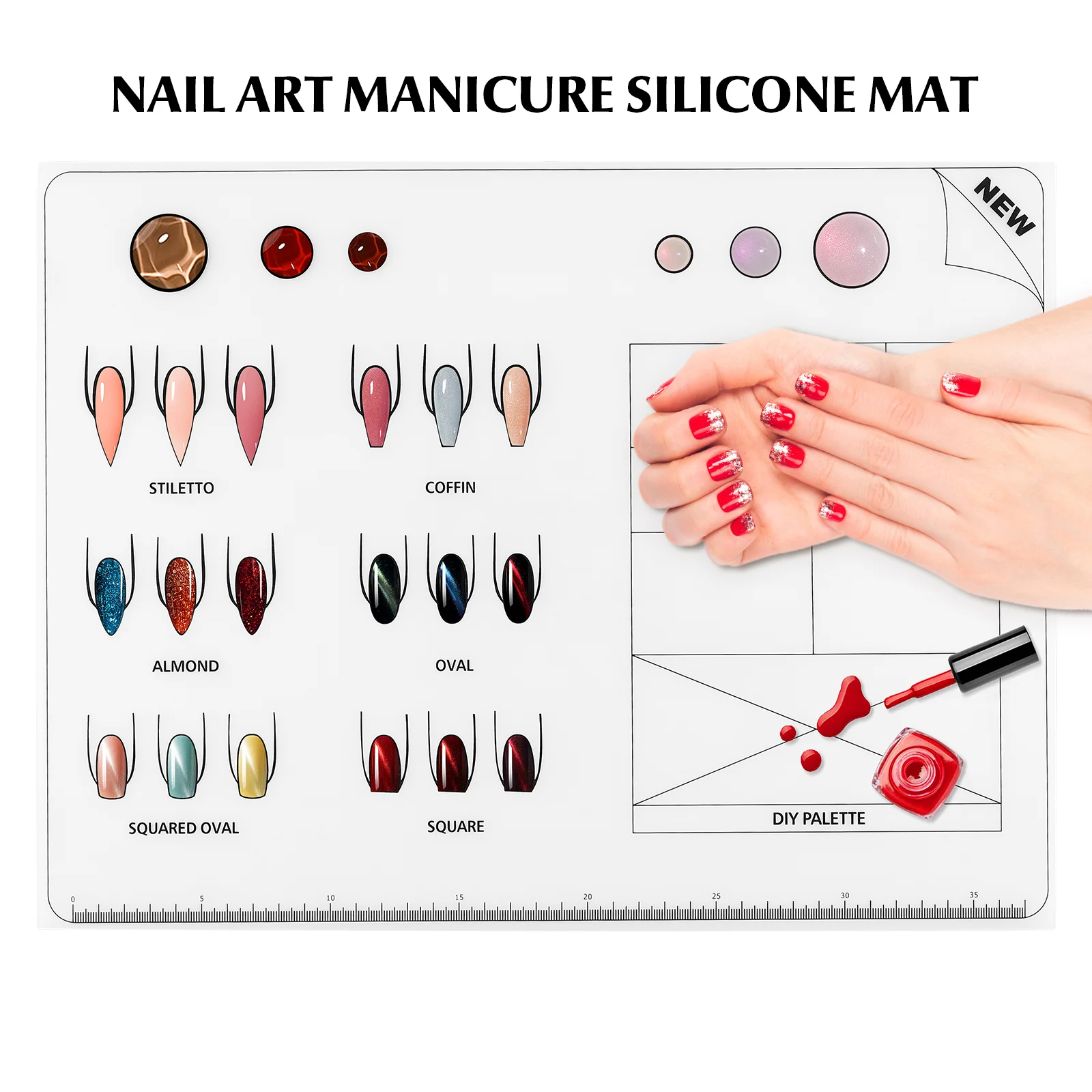 Tapis de Coloration pour Ongles en Silicone, Polymères d'Entraînement, Gel Acrylique, Tapis de Manucure