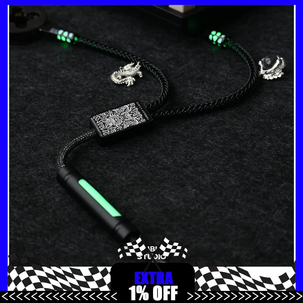 Tumbler Studio One-to-Two V2 8K Custom Mechanical Keyboard Aviator Cable One Input Dual Output Coiled Magnetic Switch Cord
