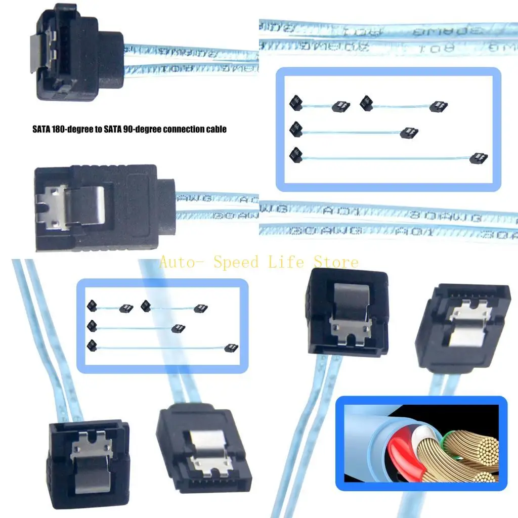 02DA 7Pin Connector Cable Fast Speed Transmission 180 Degree to 90 Degree For PC Computer Server Accessories