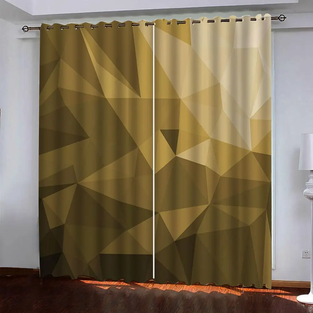 gold curtains stereoscopic geometric curtain Popular curtains high-end personality living room bedroom blackout curtains